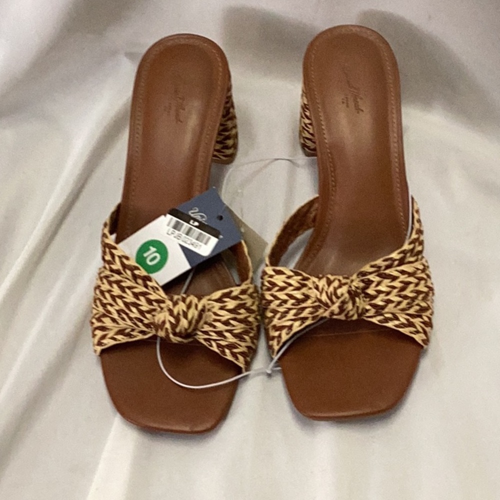 Women's Aaliyah Raffia Strappy Knot Sandal Heels - Universal Thread -Cognac -new - Picture 4 of 7